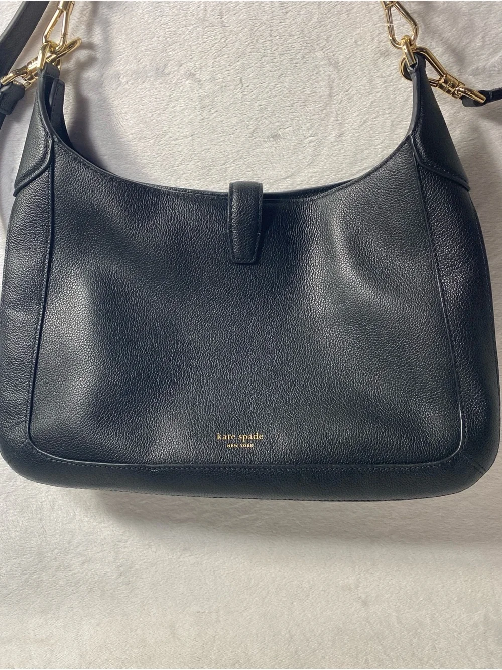 Kate Spade New York Deco Pebbled Leather Crossbody Small Tote Bag Black NWOT
